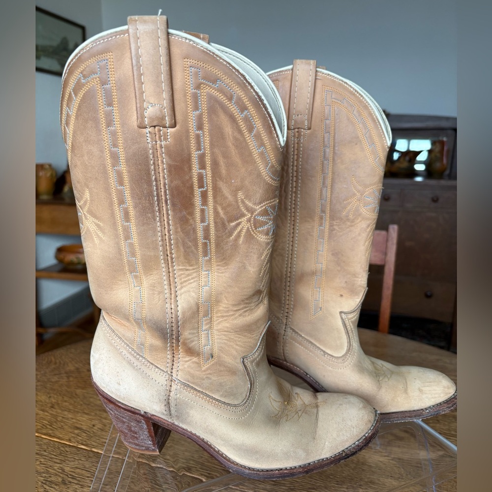 Acme Vintage Dingo Cowboy Boots Women Stacked Heel Leather USA Made Size 8.5 M